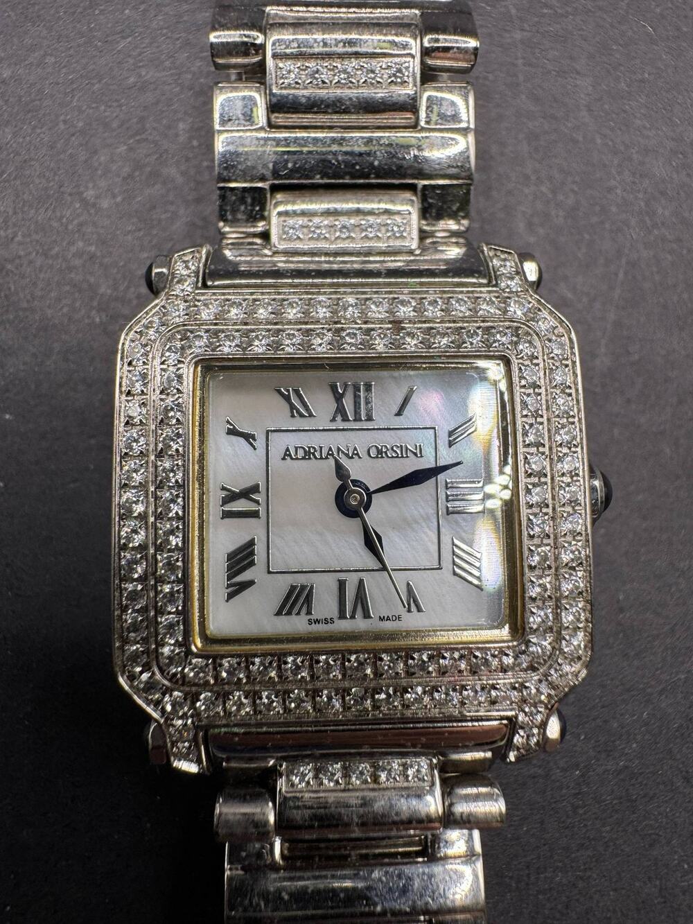 Adriana Orsini AD001 Women's Wristwatch Silver Embellished Mother of Pearl